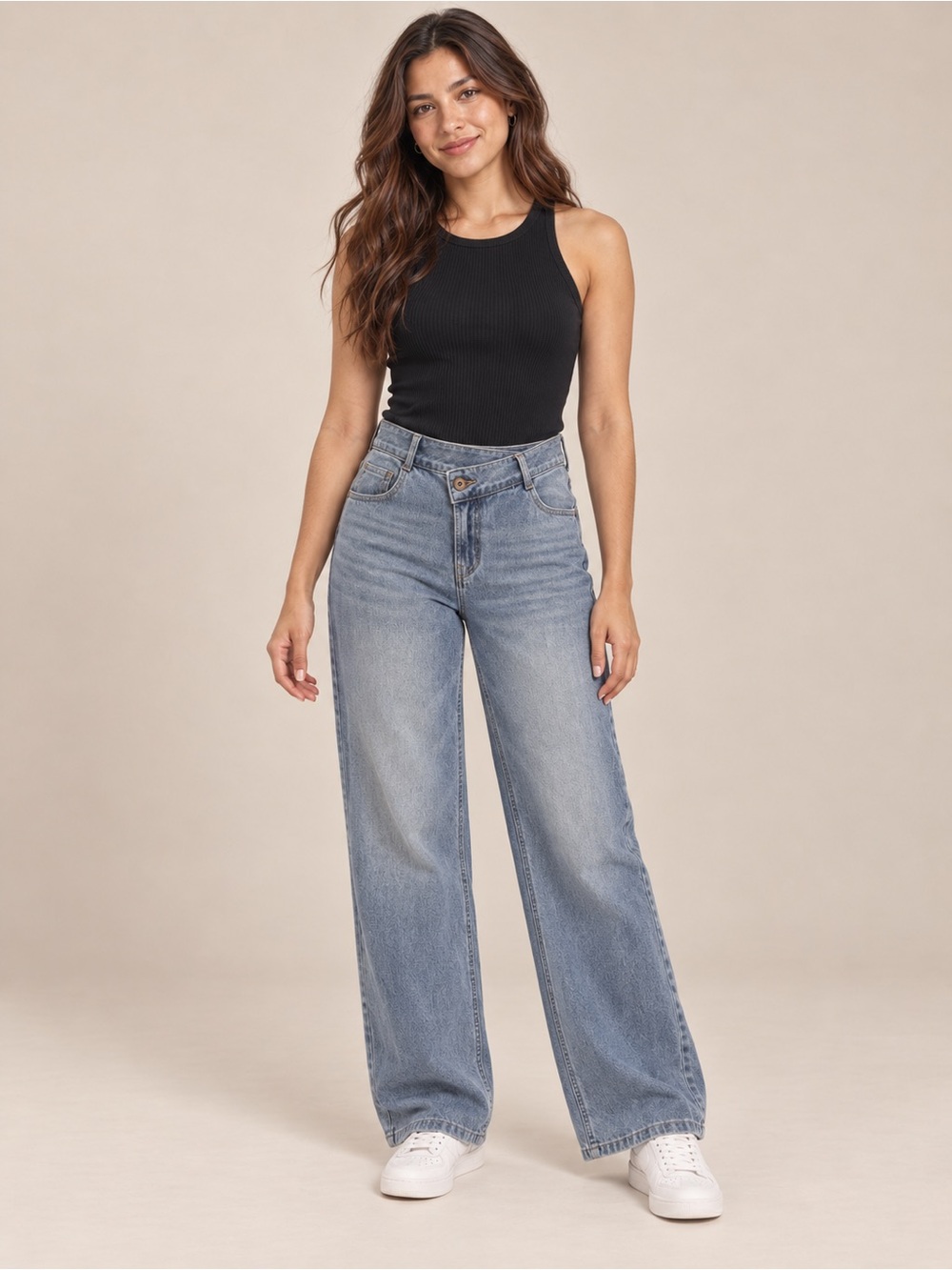 Halara Flex Crossover Waist Wide Leg Jeans Petite XS Light Wash